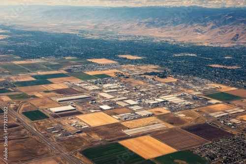 Nampa Idaho Aerial View: Farming and Agribusiness Industry in the Boise Suburb