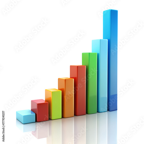 Colorful Bar Graph Isolated on Transparent Background