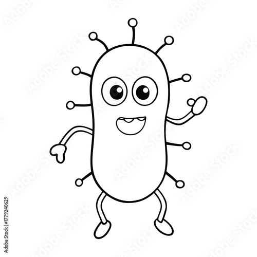Fun germ coloring page with cute and spooky microbes! Swirling, smiling bacteria and virus characters invite creativity while learning about tiny worlds in a playful, imaginative wa