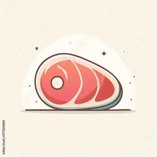 Pixel Art Steak Cut With Fat Marbling On Light Background With Subtle Sparkles And Stars In A Cute Food Illustration Style