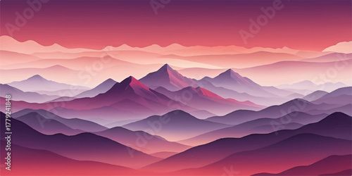 Red-toned mountain silhouette during sunset, creating a warm and dramatic atmosphere ideal for landscape art prints.