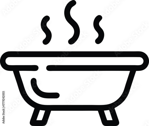 Hot Bathtub Line Art Vector Icon