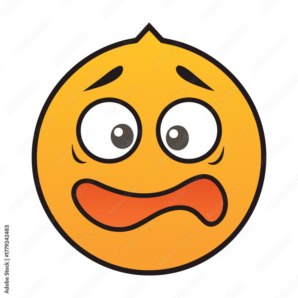 Fototapeta premium A nauseous emoticon with a greenish face, droopy eyes, and a queasy expression, perfectly showing the feeling of sickness or disgust in a cute and expressive way. 