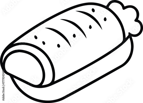 Sausage Roll Outline Vector for Food Design