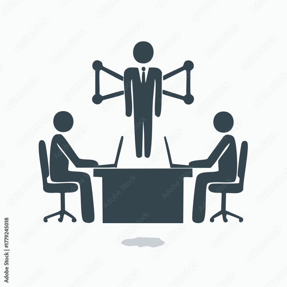 Obraz premium Collection of four black silhouette icons representing startup team business meeting coworking and networking concepts for professional use