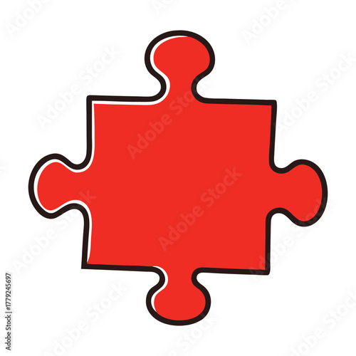 A vibrant red puzzle piece, symbolizing connection, challenge, and discovery, ready to fit perfectly into the bigger picture of creativity and problem-solving.
