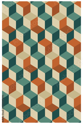 Seamless Geometric Design with Rhombus Faces in Earth Tones