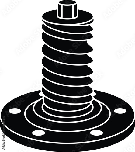 Industrial Worm Gear Vector Illustration in Black and White for Engineering and Design Needs