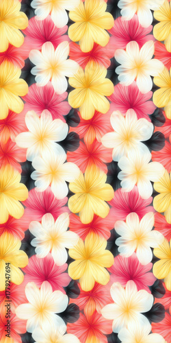 Repeated seamless pattern of delicate flowers in painting style.