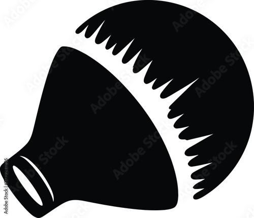 Abstract silhouette of a broken vase or shattered pottery creating a dynamic graphic element