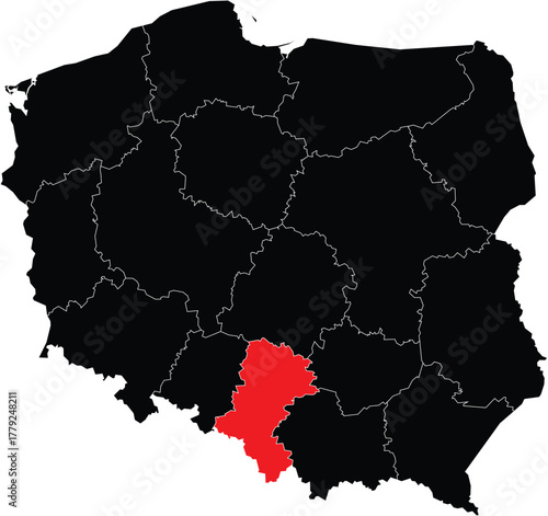 Vector Map of Slaskie on Map of Poland