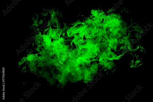 Green smoke on black background