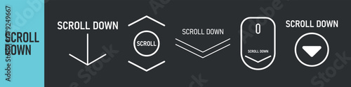 Scroll down up, set arrows icons. Set of scrolling mouse symbol for a website, web design, mobile apps. Color set icons. Vector illustration
