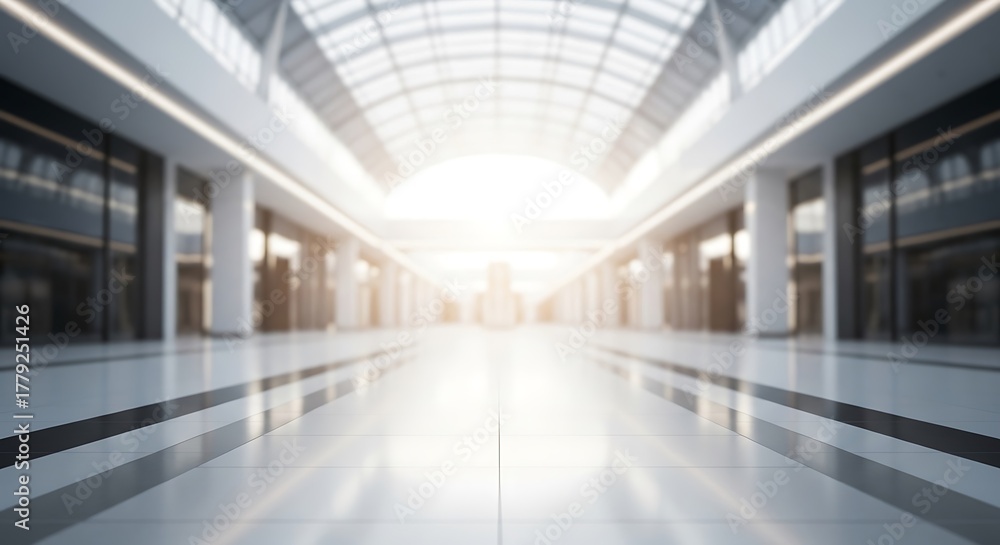 Fototapeta premium Bright and modern commercial interior with natural light illuminating the hallway