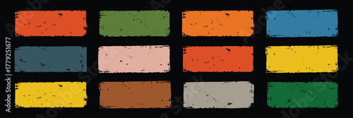 Retro grunge rectangles in a grid pattern with a vintage color palette and distressed texture