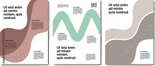 Abstract fluid wave shapes with text placeholders for modern graphic design and branding layouts