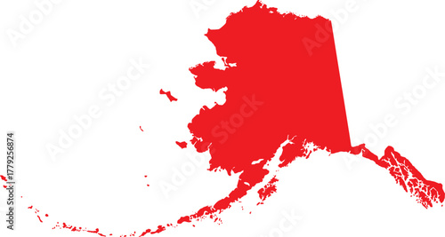 Red Silhouette Map of Alaska