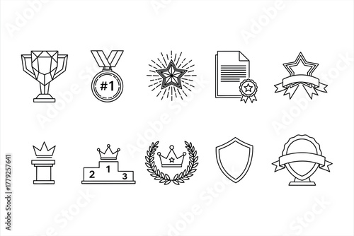 Achievement Icon Set in Black and White