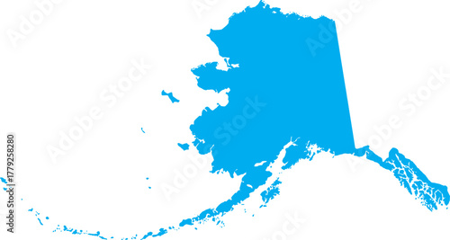 Light Blue Silhouette Map of Alaska