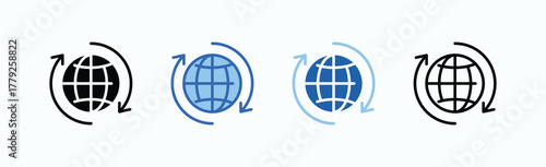 Sync Icon Sheet Multiple Style Collection Isolated Vector