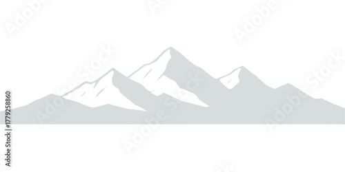 Vector illustration of a snowy mountain landscape design with sun and sky