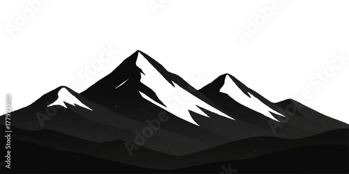 Snowy mountain peaks vector illustration landscape icon