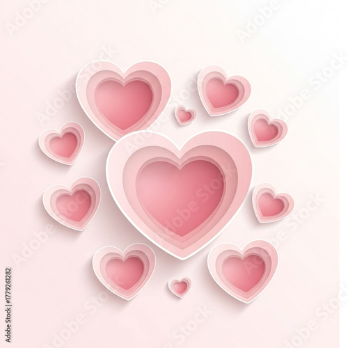 Pink hearts pattern vector illustration for Valentine's Day romance and love card design