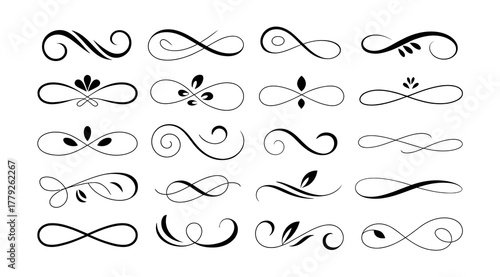 Decorative Swirl Elements for Elegant and Vintage Design