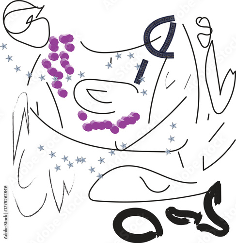 Stylish vector illustration of a girl with hair curlers, featuring a silhouette and floral art design