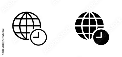 Time zone and Globe icon. World Time symbol