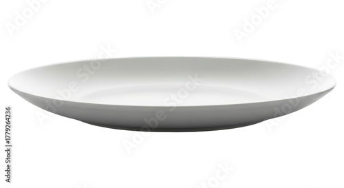 Shallow white bowl isolated on transparent background, ideal for serving soups, salads, or showcasing culinary creations