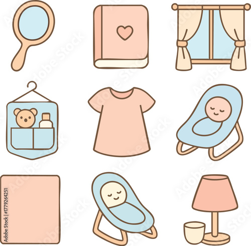 Breastfeeding Essentials Flat Icon Set