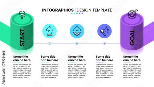Infographic template. Journey from start to finish with 5 steps