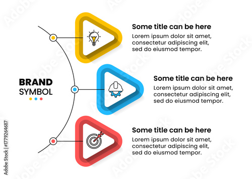 Infographic template. 3 connected triangles with icons