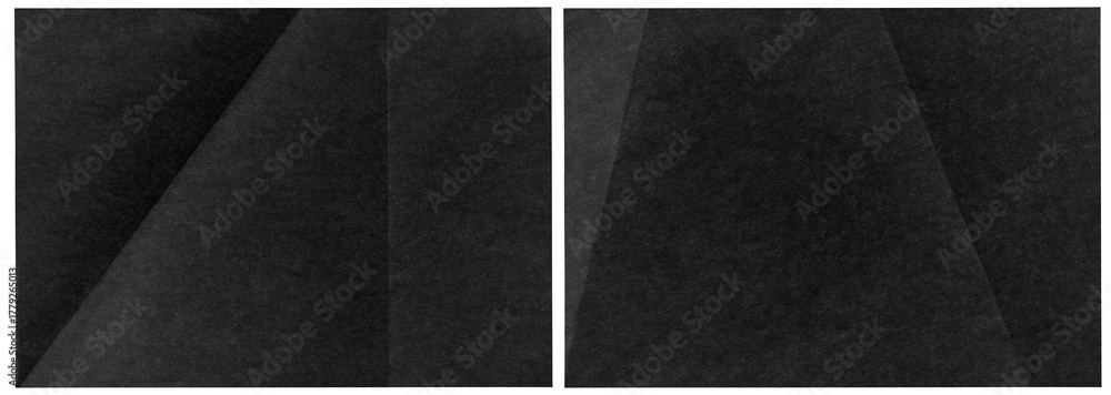 Fototapeta premium set of black blank fold paper isolated,Crumpled wrinkled Paper Poster Photo Effect Mockup,Crumpled Paper texture overlay effec,black crumpled paper