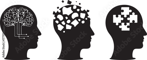 Stages of Mental Health concept with Head Profile Illustration Graphic
