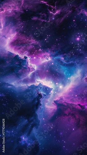 Wallpaper Mural A beautiful purple and blue galaxy with stars shining bright in the background Torontodigital.ca