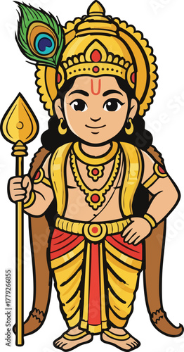 Illustration of Baby Lord Murugan with Spear