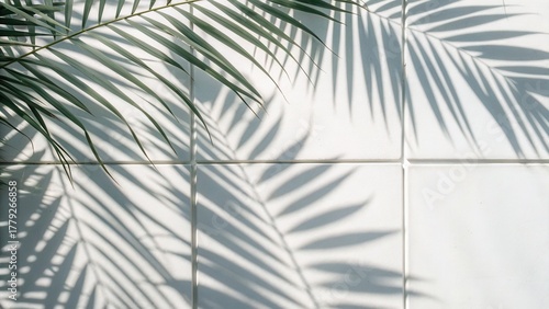 Elegant tropical leaves shadow pattern with lush greenery and natural sunlight creating a vibrant, eco-friendly botanical background for outdoor decor and design