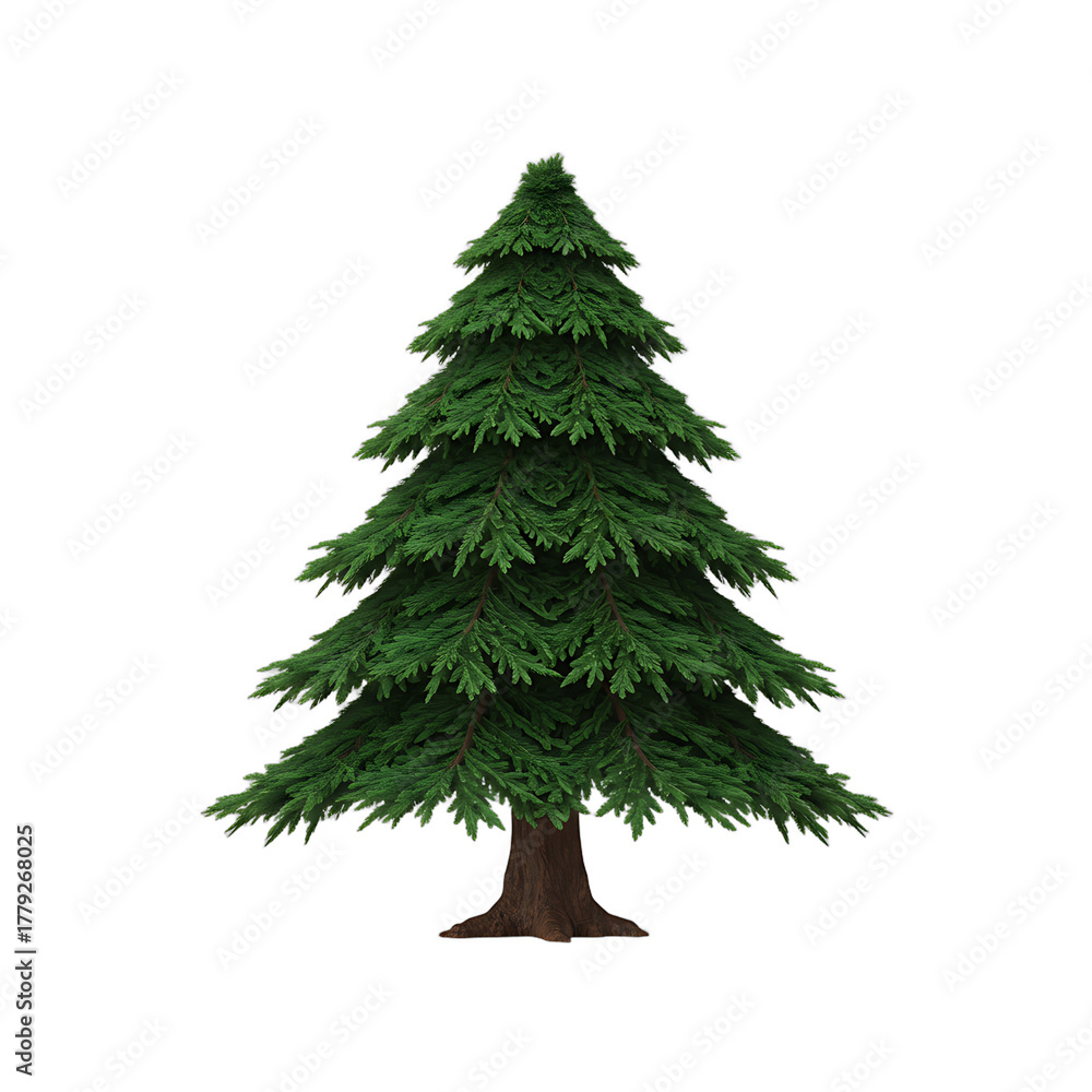 Fototapeta premium Stylized Green Evergreen Tree Illustration Isolated on Black perfect for Graphic design, website banner, winter themes,