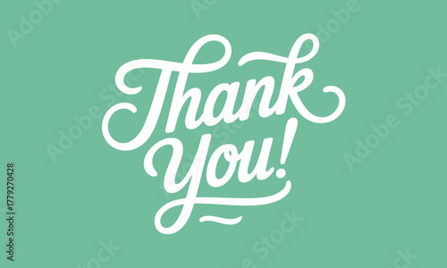 An eye-catching and elegant 'Thank You!' message rendered in a decorative font, suitable for expressing gratitude in various personal and professional contexts.