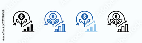 Return On Investment Icon Sheet Multiple Style Collection Isolated Vector