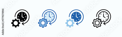 Time Efficiency Icon Sheet Multiple Style Collection Isolated Vector