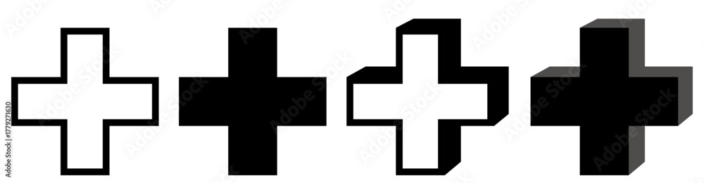 Obraz premium set vector medical cross icon. Medical health sign symbol design illustration