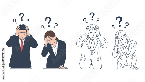 Stressed business team facing challenges with difficult problem solving