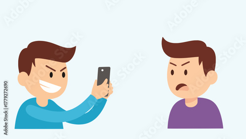 Man Recording Angry Man with Phone: Bullying, Confrontation, and Digital Harassment