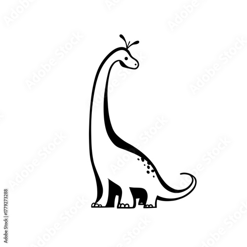 Apatosaurus. Apatosaurus simple black and white line art vector logo