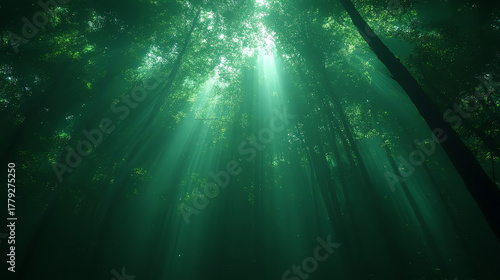Sun rays in the forest