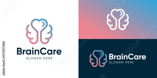 brain care 2.cdrCreative simple brain care logo template. Brain with love shape for health care symbol, Brain logo design vector illustration.