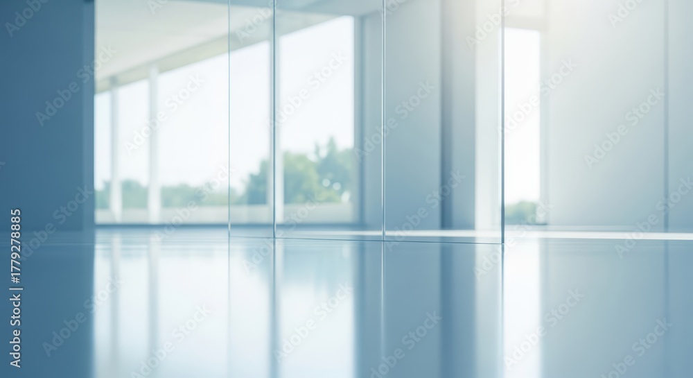 Fototapeta premium Modern bright empty office interior with large windows and natural light